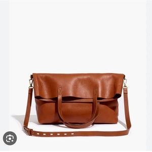 Madewell Foldover Transport Tote Bag, brown, leather purse, barely used